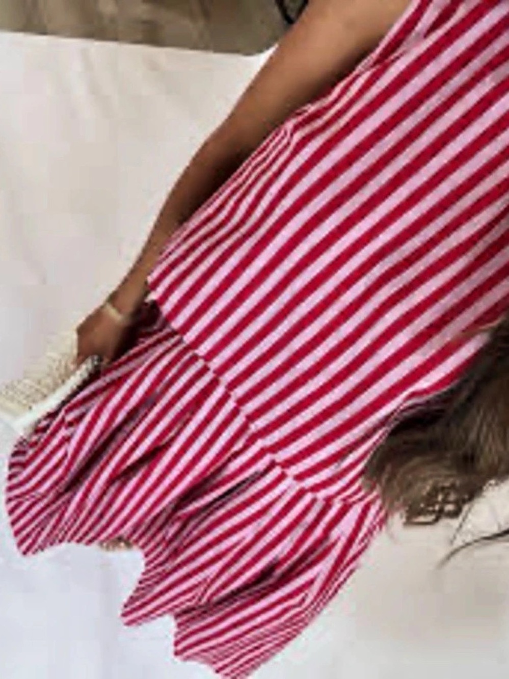 entro Striped Midi Dress in Red & White Size Medium